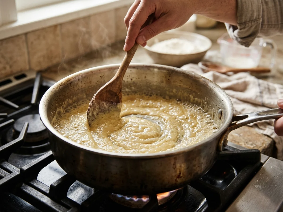 Making the White Sauce Roux - basic white sauce